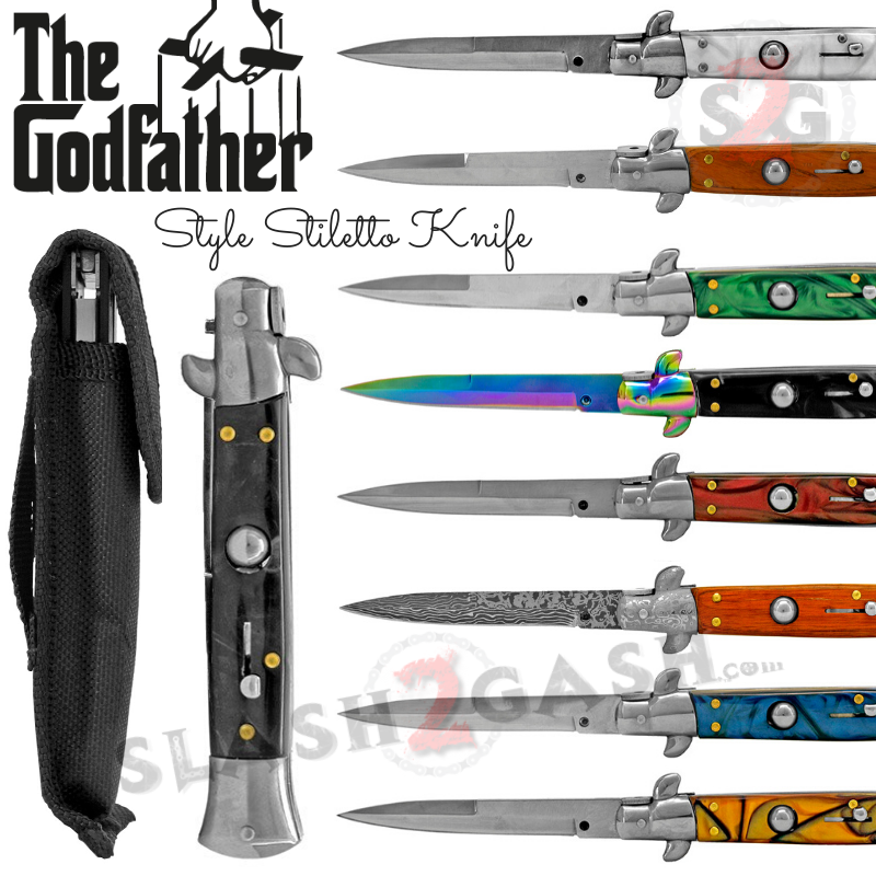 Godfather Stiletto Knife Italian Style Automatic Classic Switchblade Knife-Auto - Tophatter Daily Deals