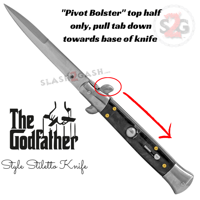 Godfather Stiletto Knife Italian Style Classic Switchblade - Black Pearl Knife-Auto - Tophatter Daily Deals