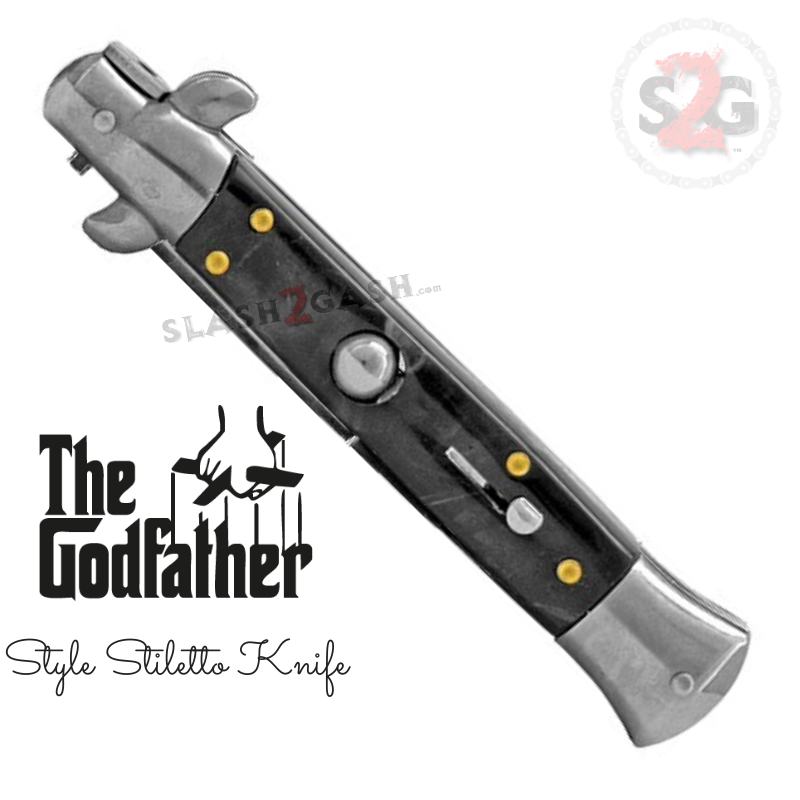 Godfather Stiletto Knife Italian Style Classic Switchblade - Black Pearl Knife-Auto - Tophatter Daily Deals