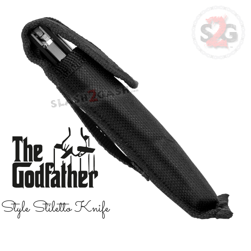 Godfather Stiletto Automatic Knife Classic Switchblade - Black Knife-Auto - Tophatter Daily Deals