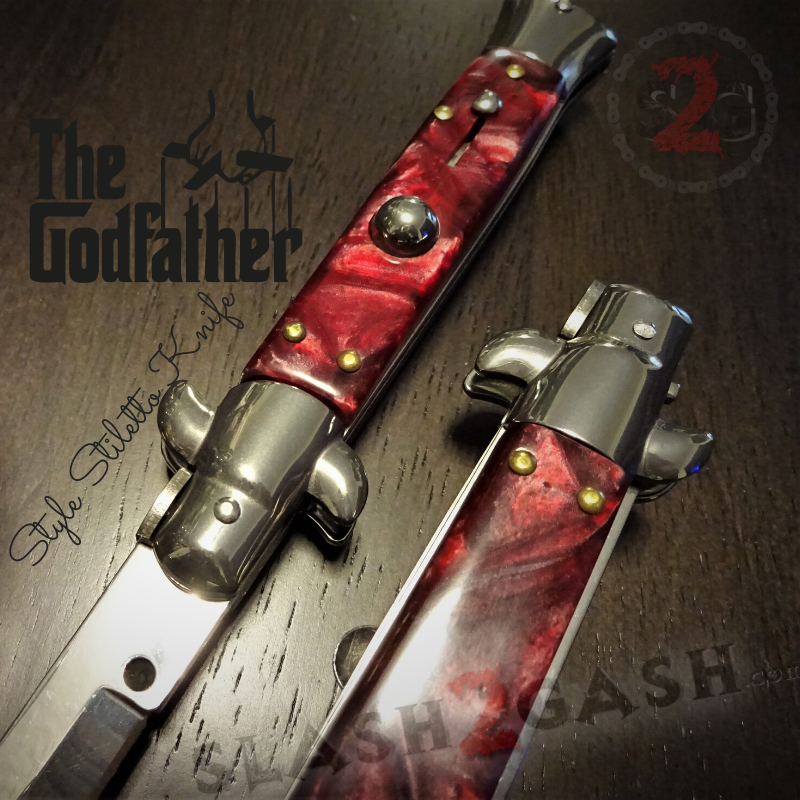 Godfather Stiletto Knife Italian Style Classic Switchblade - Red Pearl Knife-Auto - Tophatter Daily Deals