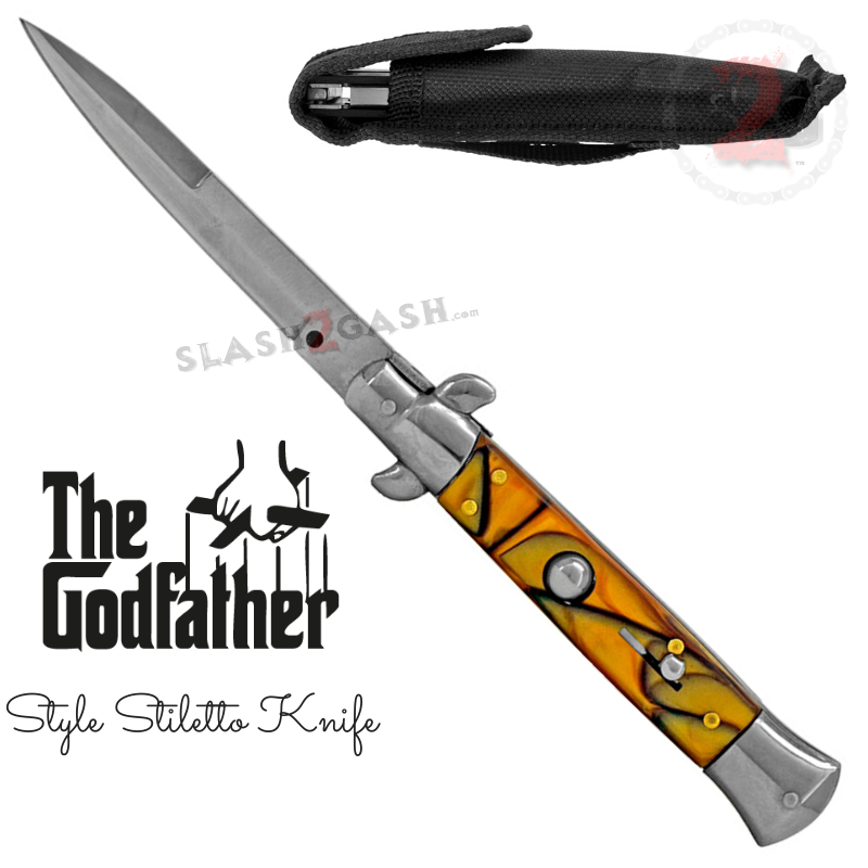 Godfather Stiletto Knife Italian Style Automatic Classic Switchblade Knife-Auto - Tophatter Daily Deals
