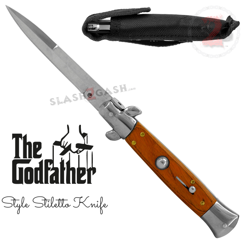 Godfather Stiletto Knife Italian Style Classic Switchblade - Rosewood Knife-Auto - Tophatter Daily Deals