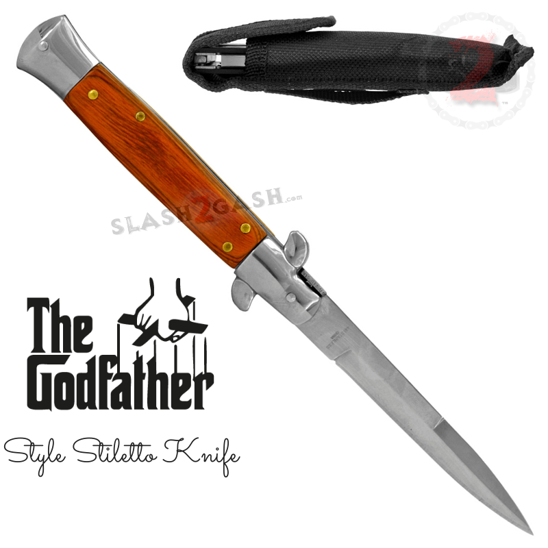 Godfather Stiletto Knife Italian Style Classic Switchblade - Rosewood Knife-Auto - Tophatter Daily Deals