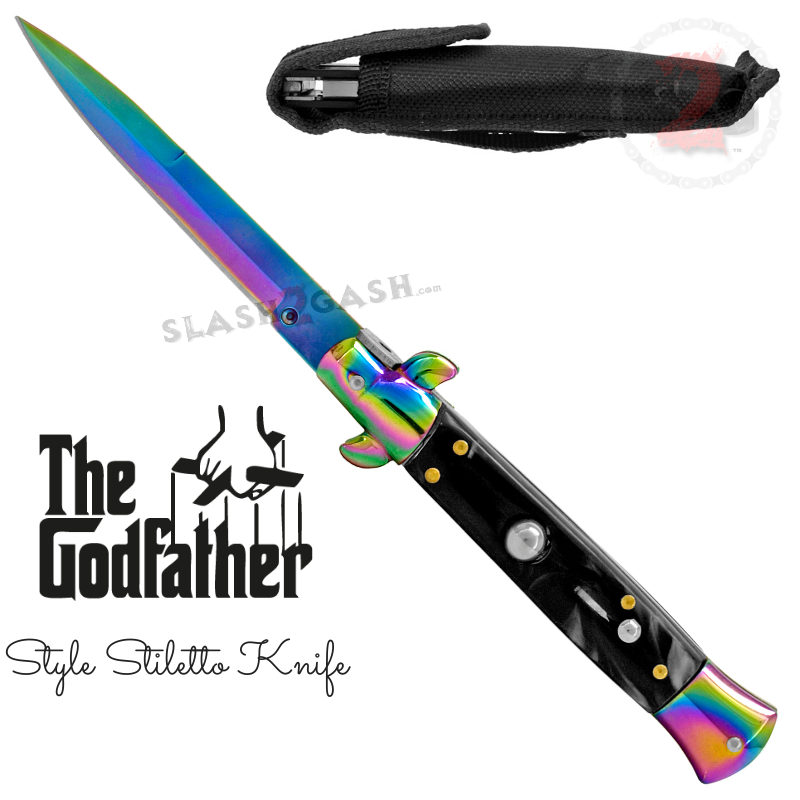 Godfather Stiletto Knife Italian Style Automatic Classic Switchblade Knife-Auto - Tophatter Daily Deals