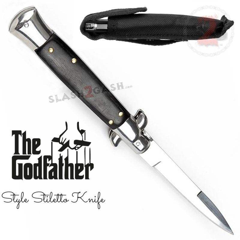 Godfather Stiletto Automatic Knife Classic Switchblade - Black Knife-Auto - Tophatter Daily Deals