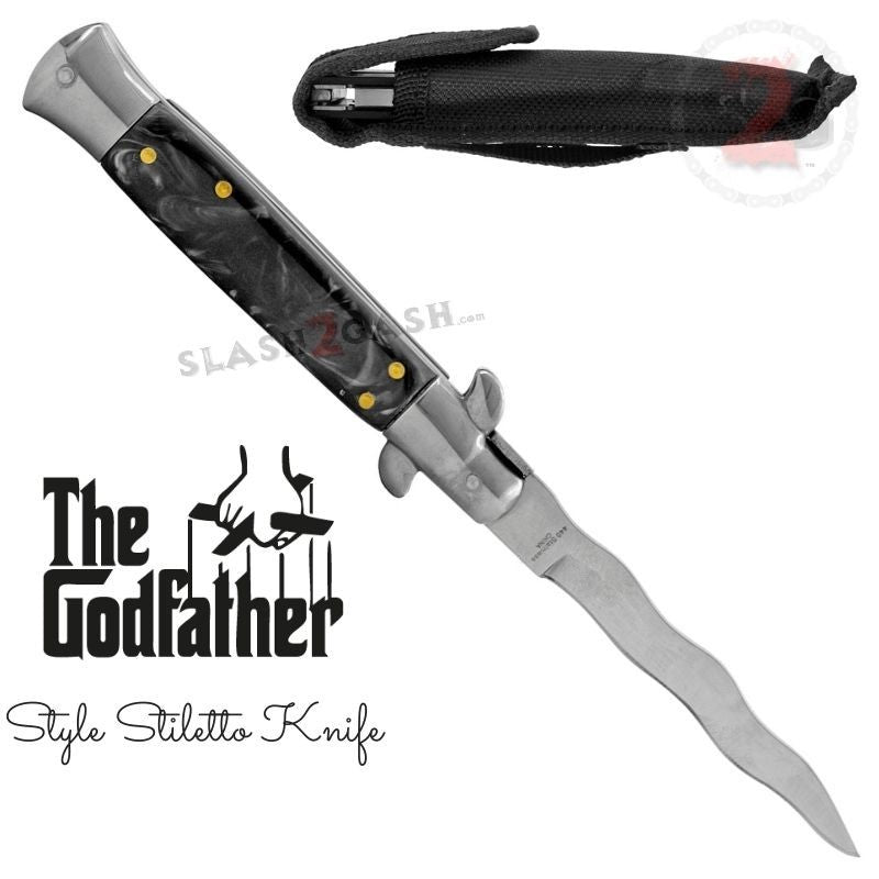 Italian Stiletto Automatic Knife KRISS Switchblade - Snake Blade Wavy Knife-Auto - Tophatter Daily Deals