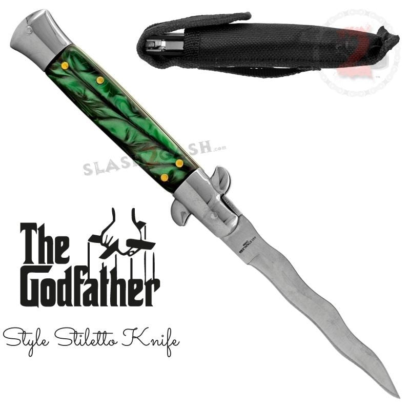 Italian Stiletto Automatic Knife KRISS Switchblade - Snake Blade Wavy Knife-Auto - Tophatter Daily Deals