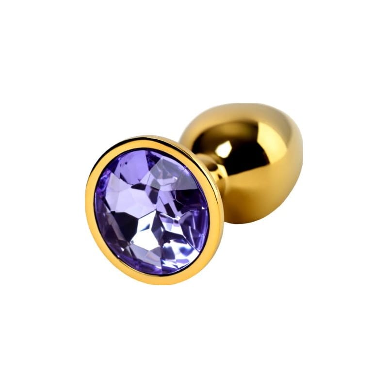 Gold Metal Anal Plug with Amethyst Crystal Small > Anal Range > Jewel Butt Plugs - Tophatter Daily Deals