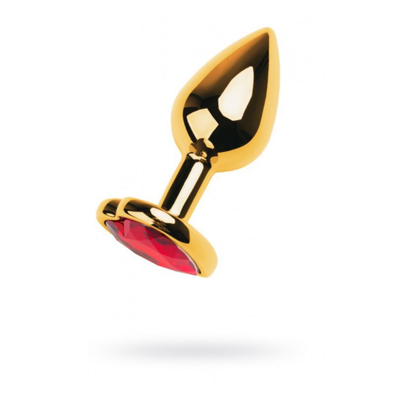Gold Metal Anal Plug with Red Ruby Heart Crystal Small > Anal Range > Jewel Butt Plugs - Tophatter Daily Deals