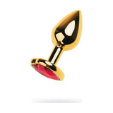 Gold Metal Anal Plug with Red Ruby Heart Crystal Small > Anal Range > Jewel Butt Plugs - Tophatter Daily Deals