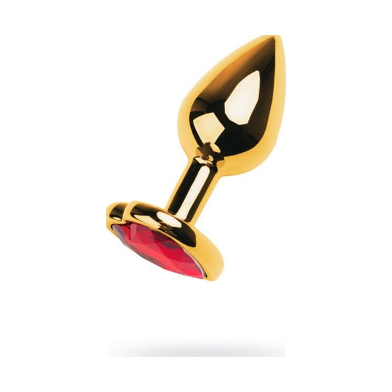 Gold Metal Anal Plug with Red Ruby Heart Crystal Small > Anal Range > Jewel Butt Plugs - Tophatter Daily Deals