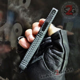 Carbon Fiber OTF Knife D/A Switchblade REAL Layered Damascus - Tanto Ser Knife-OTF - Tophatter Daily Deals
