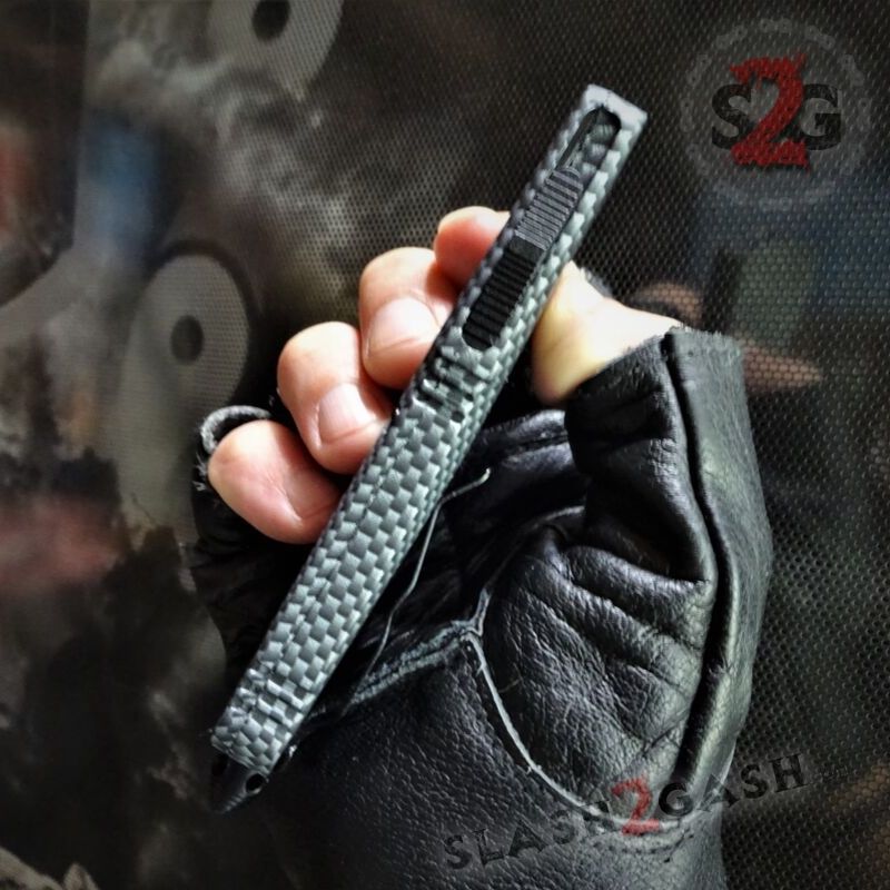 Carbon Fiber OTF Knife D/A Switchblade REAL Damascus - 6 Blades Knife-OTF - Tophatter Daily Deals