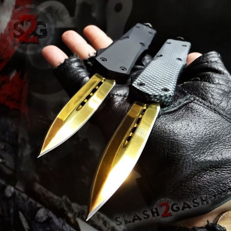 Gold Recon OTF Knife D/A Carbon Fiber Switchblade *Limited Edtition* Knife-OTF - Tophatter Daily Deals