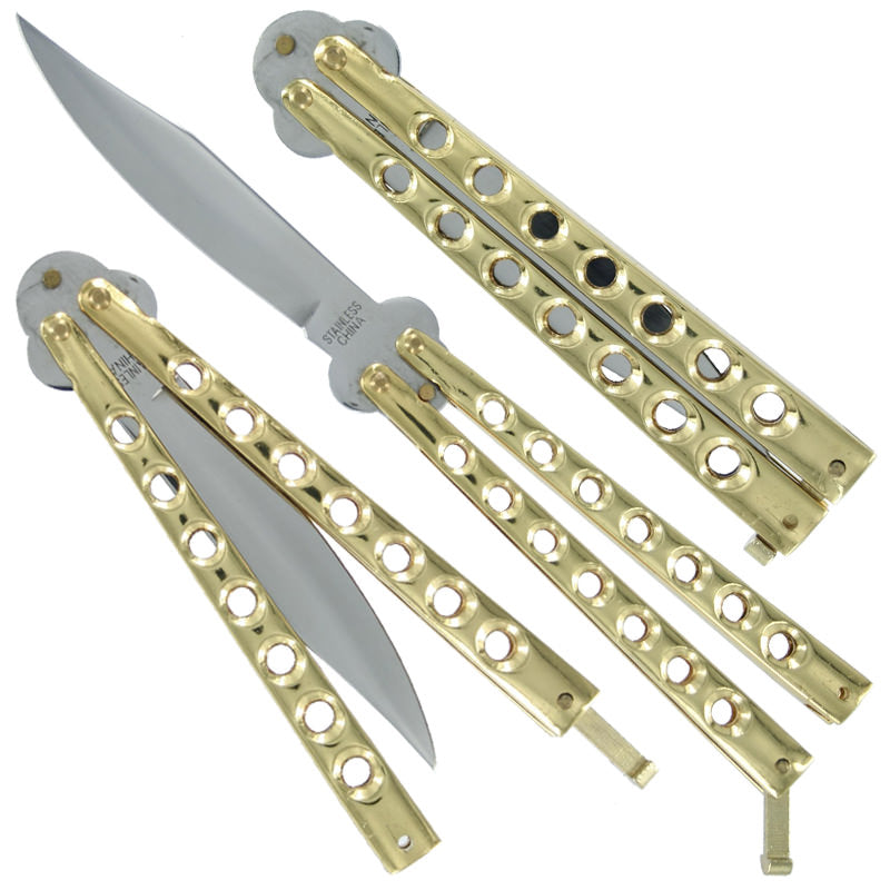 Gold Classical Butterfly Knife - Tophatter's Guns'N'Weapons Store Collectible Weapons - Tophatter Daily Deals