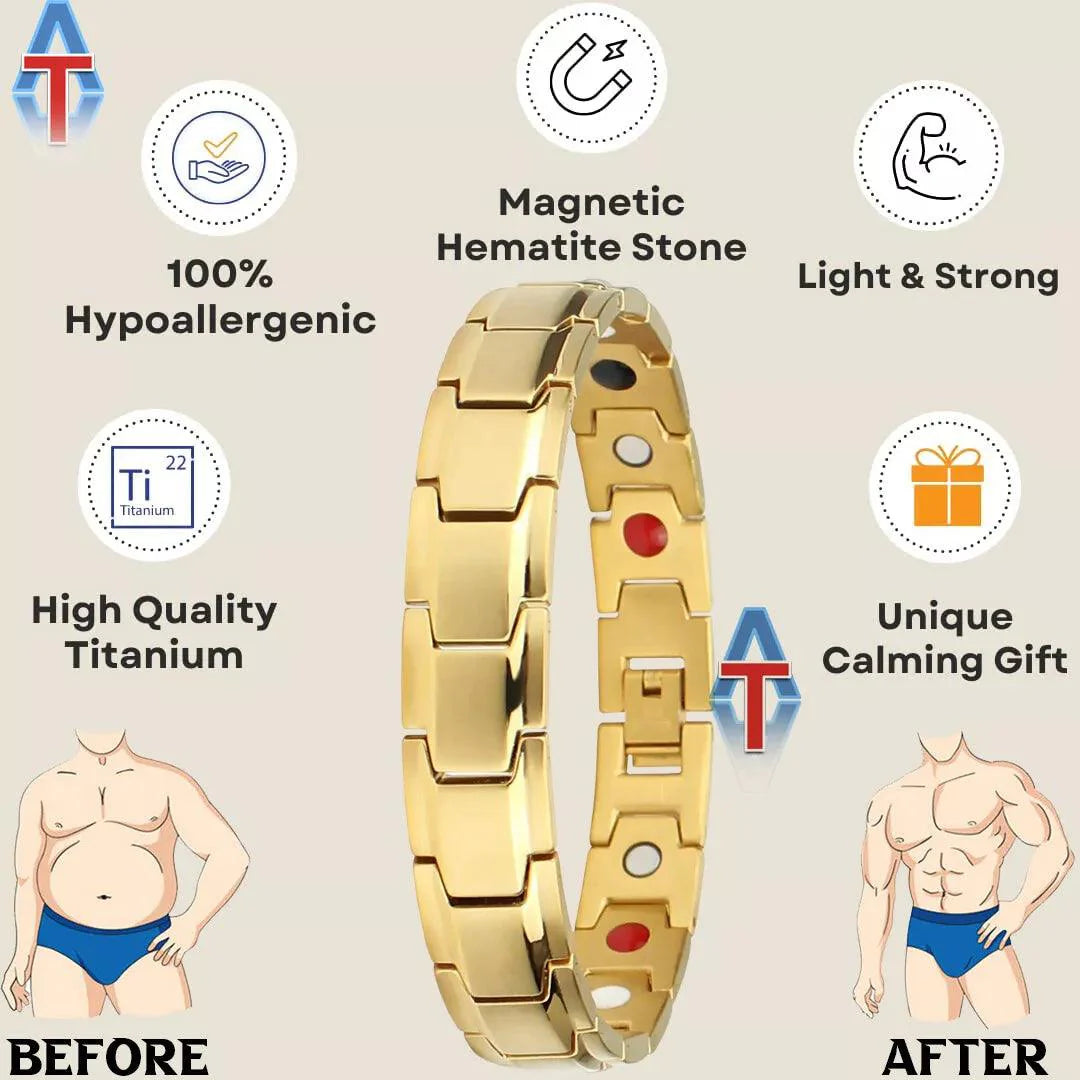 Arthritis Bracelet Mens - Magnetic Bracelet Therapy Weight Loss Pain Relief Bracelet Gold Personal Care - Tophatter Daily Deals