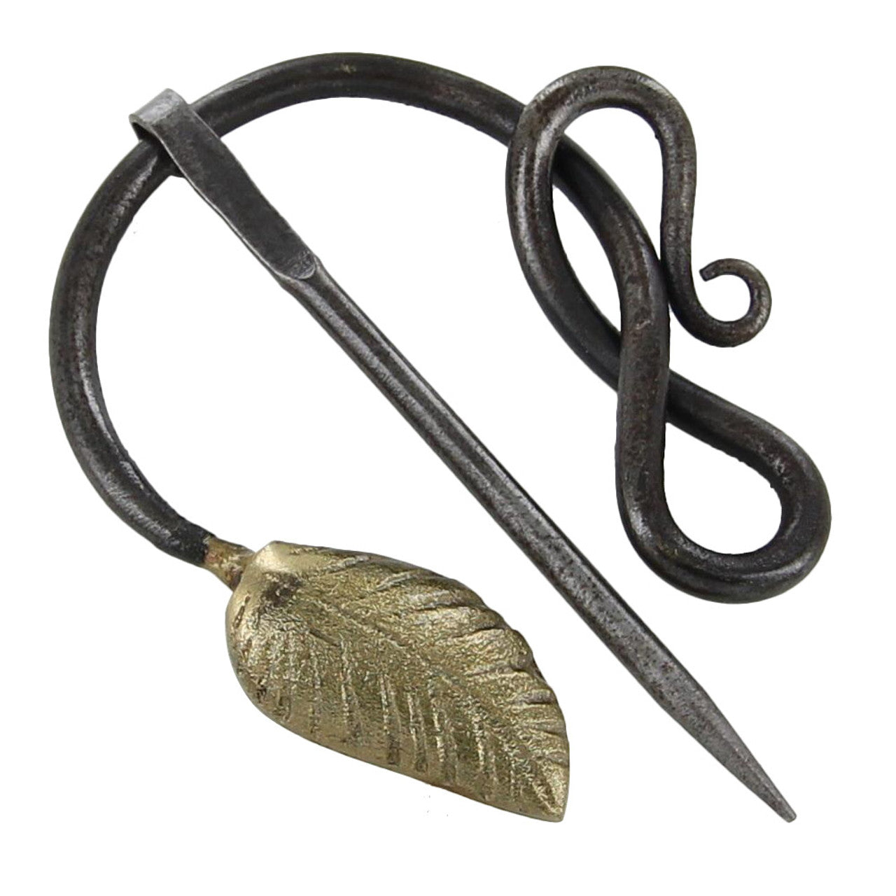 Golden Leaf Forged Penannular Medieval Brooch Brooch - Tophatter Daily Deals