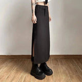 Goth Dark Elegant Mall Gothic Trumpet Women Midi Skirts Grunge High Waist Split Sexy Club Long Skirt Slim Party Streetwear - Tophatter Daily Deals