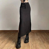 Goth Dark Elegant Mall Gothic Trumpet Women Midi Skirts Grunge High Waist Split Sexy Club Long Skirt Slim Party Streetwear - Tophatter Daily Deals