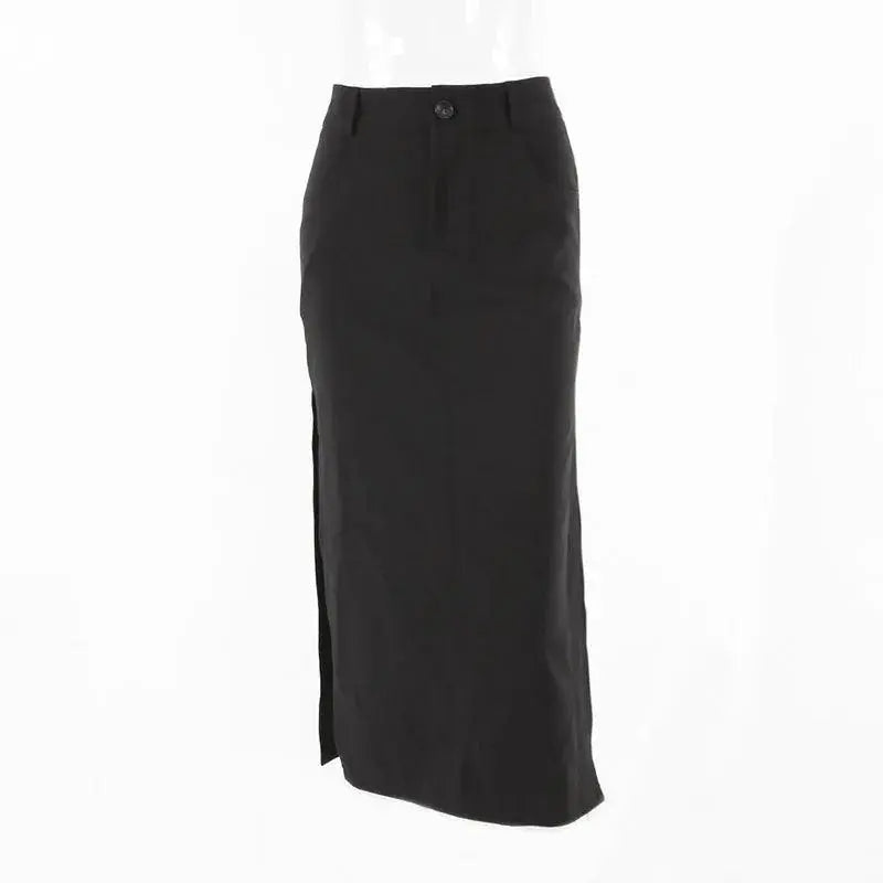 Goth Dark Elegant Mall Gothic Trumpet Women Midi Skirts Grunge High Waist Split Sexy Club Long Skirt Slim Party Streetwear - Tophatter Daily Deals