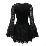 Goth Dark Elegant Vintage Mall Gothic Velvet Dresses Grunge Punk Style Flocked Bandage Dress Women Flare Sleeve Party Alt Outfit - Tophatter Daily Deals