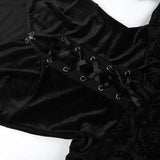 Goth Dark Elegant Vintage Mall Gothic Velvet Dresses Grunge Punk Style Flocked Bandage Dress Women Flare Sleeve Party Alt Outfit - Tophatter Daily Deals