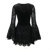 Goth Dark Elegant Vintage Mall Gothic Velvet Dresses Grunge Punk Style Flocked Bandage Dress Women Flare Sleeve Party Alt Outfit - Tophatter Daily Deals