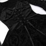 Goth Dark Elegant Vintage Mall Gothic Velvet Dresses Grunge Punk Style Flocked Bandage Dress Women Flare Sleeve Party Alt Outfit - Tophatter Daily Deals
