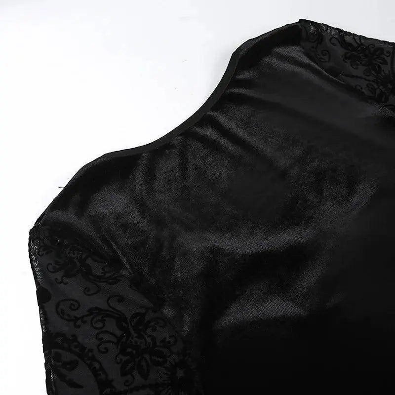 Goth Dark Elegant Vintage Mall Gothic Velvet Dresses Grunge Punk Style Flocked Bandage Dress Women Flare Sleeve Party Alt Outfit - Tophatter Daily Deals