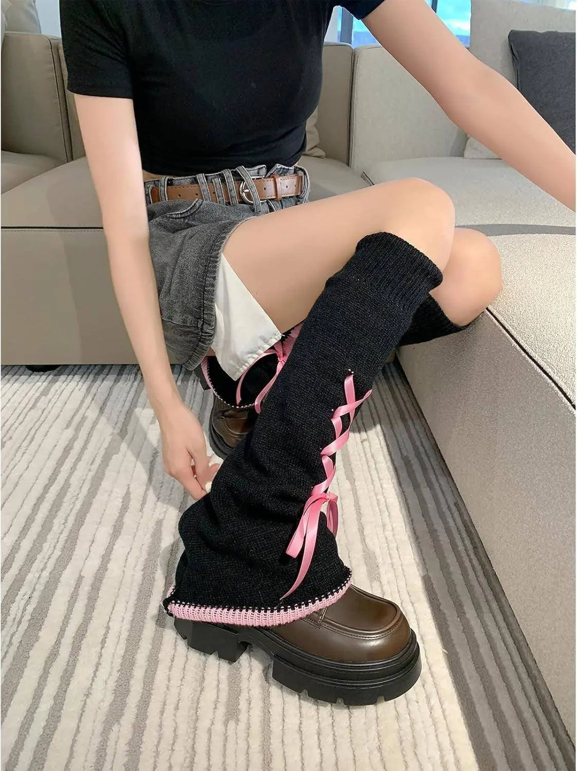 Goth Leg Warmers, Gothic Women's Leg Warmers, Kawaii Legwarmer Winter Boots Stocking Girl Preppy Style Leg Warmers Women Knee High Socks - Tophatter Daily Deals