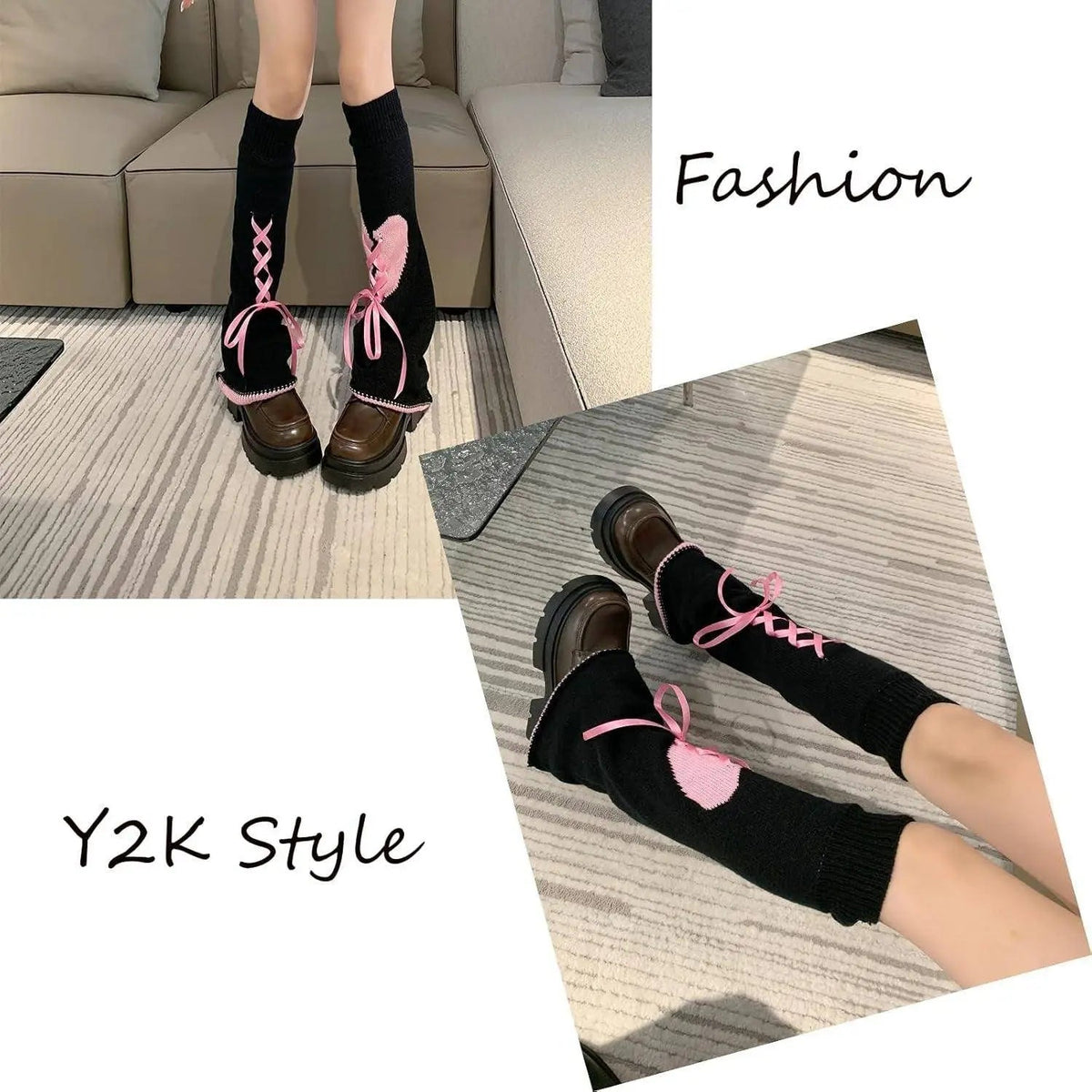 Goth Leg Warmers, Gothic Women's Leg Warmers, Kawaii Legwarmer Winter Boots Stocking Girl Preppy Style Leg Warmers Women Knee High Socks - Tophatter Daily Deals