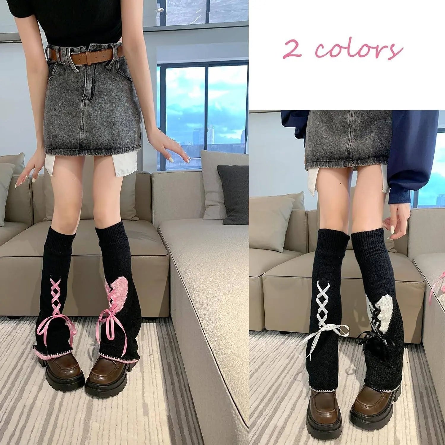 Goth Leg Warmers, Gothic Women's Leg Warmers, Kawaii Legwarmer Winter Boots Stocking Girl Preppy Style Leg Warmers Women Knee High Socks - Tophatter Daily Deals