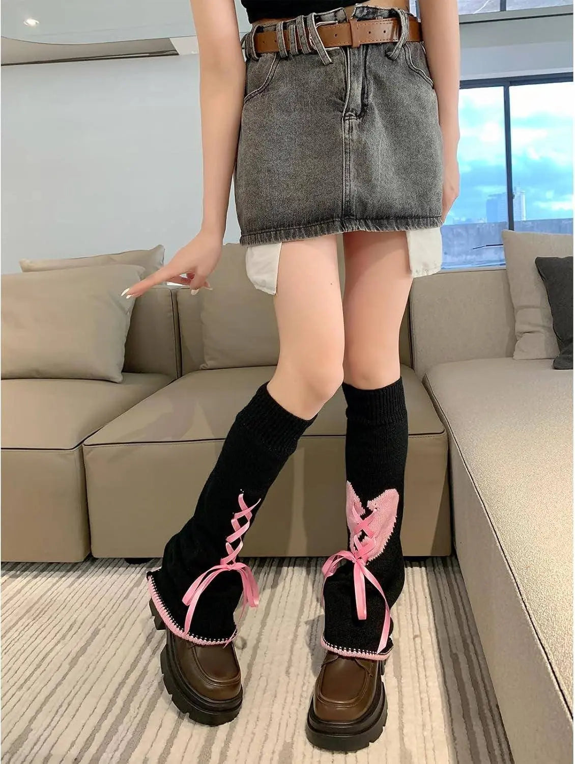 Goth Leg Warmers, Gothic Women's Leg Warmers, Kawaii Legwarmer Winter Boots Stocking Girl Preppy Style Leg Warmers Women Knee High Socks - Tophatter Daily Deals