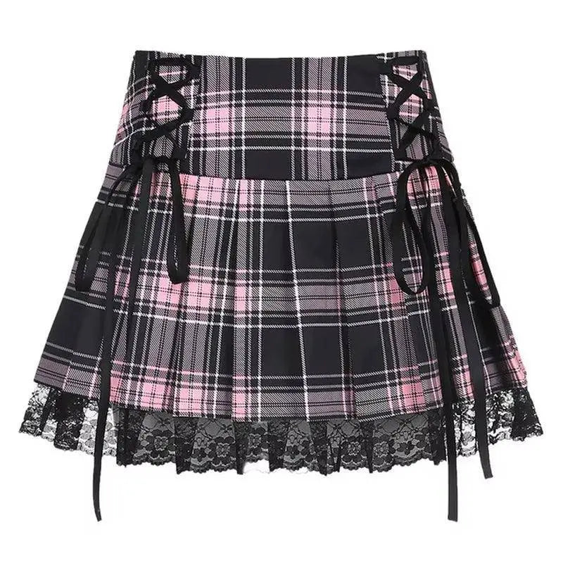 Goth Y2K Woman Skirts for School, Punk, Dark, Academia, Aesthetic, E-Girl Pink - Tophatter Daily Deals