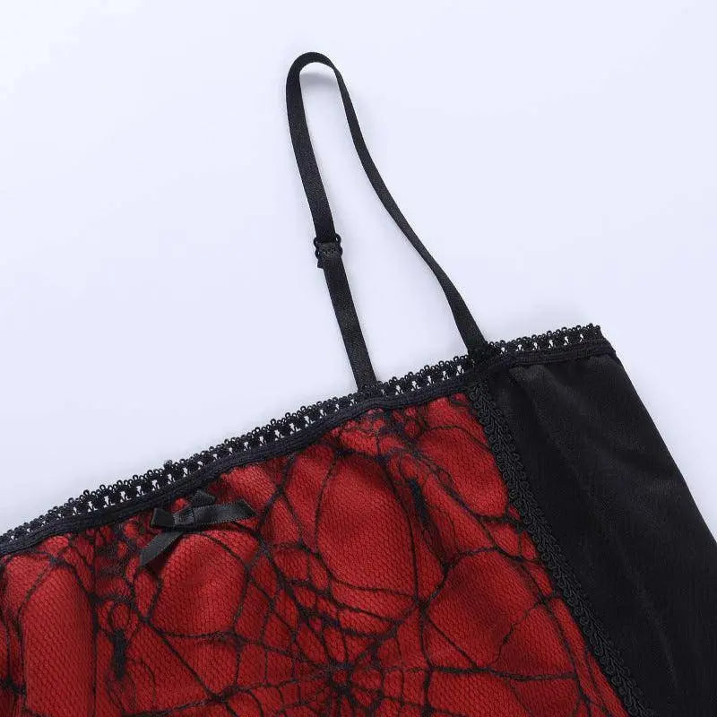 Gothic Cami Tops Y2K Aesthetic Grunge Mall Goth Crop Top Mesh Spider Net Lace Tank Lace Top E-girl Harajuku Slim Tees - Tophatter Daily Deals