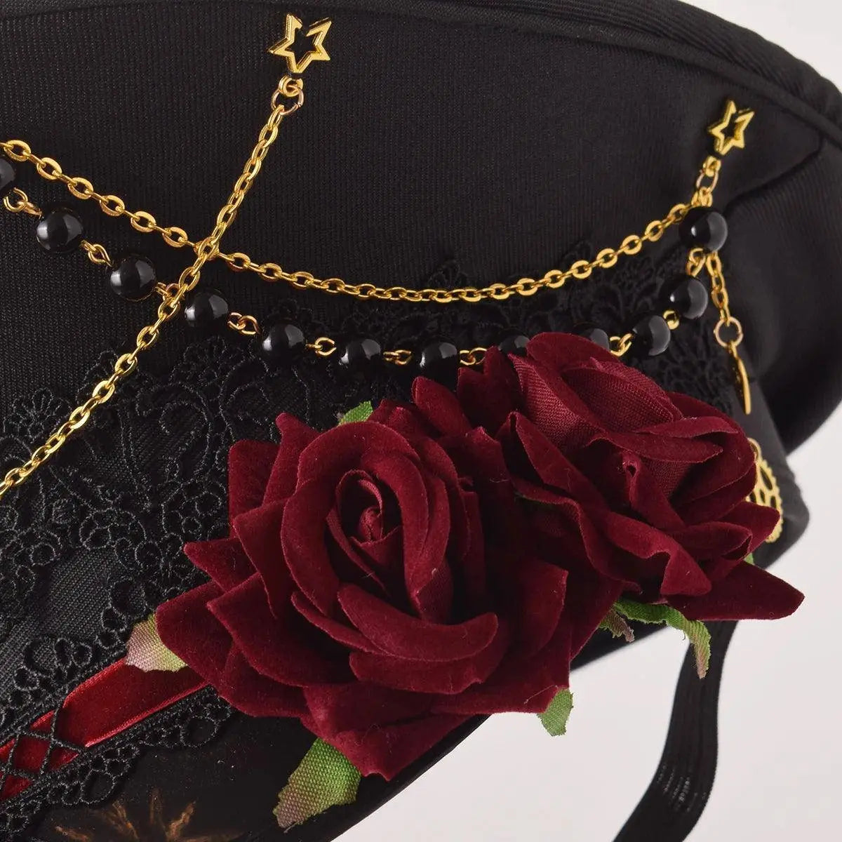 Gothic Lolita Military Hat Cap for Women Female Black Cross Sailor Captain Flat Steampunk Hats - Tophatter Daily Deals