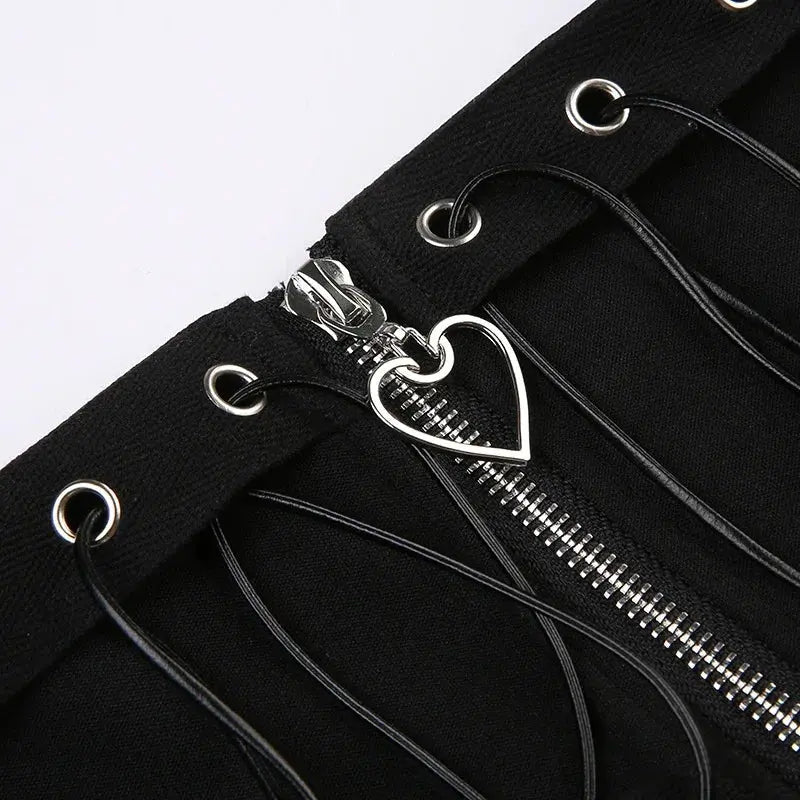 Gothic Skater Punk Vintage High Wasit Skirt Women's Zipper Front Japanese Style Kawaii Black Harajuku Cosplay Mini Skirts - Tophatter Daily Deals