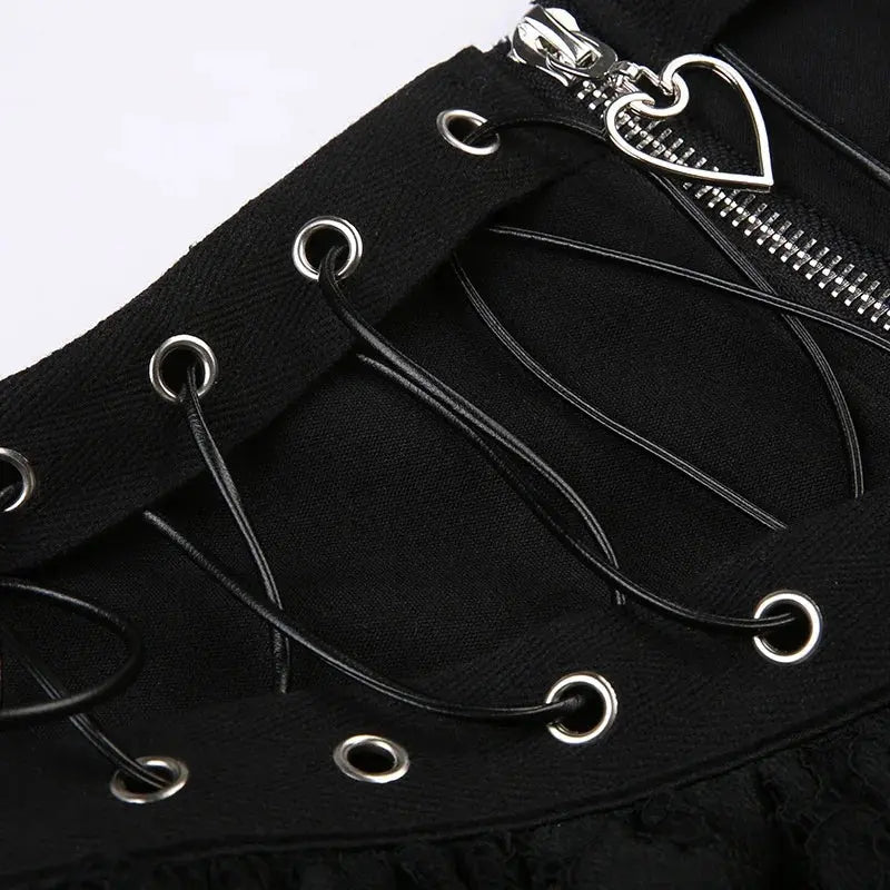 Gothic Skater Punk Vintage High Wasit Skirt Women's Zipper Front Japanese Style Kawaii Black Harajuku Cosplay Mini Skirts - Tophatter Daily Deals