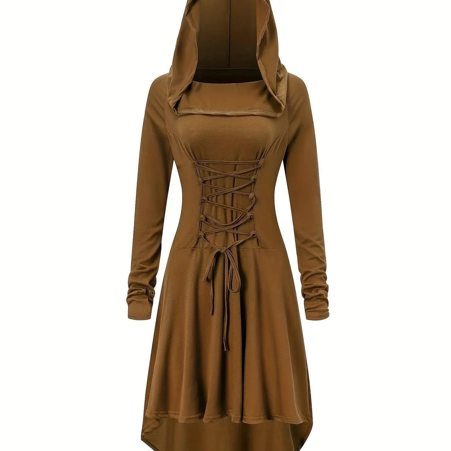 Gothic Witch Cosplay Dress, Medieval Renaissance Halloween Cosplay Hooded Costume, Women's Clothing Caramel Colour - Tophatter Daily Deals