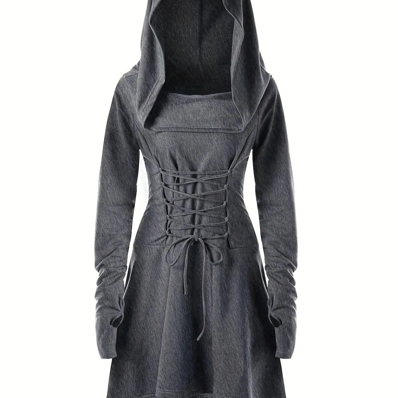 Gothic Witch Cosplay Dress, Medieval Renaissance Halloween Cosplay Hooded Costume, Women's Clothing grey - Tophatter Daily Deals