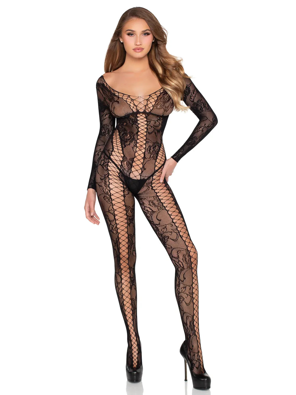 Net and Lace Crotchless Jumpsuit (Black) – Crotchless Lingerie > Clothes > Bodies and Playsuits - Tophatter Daily Deals