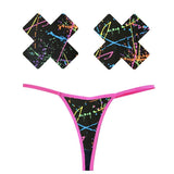 Graffiti Neon G-String and X Pastie Set for Festivals and Unique Style > Clothes > Pasties - Tophatter Daily Deals
