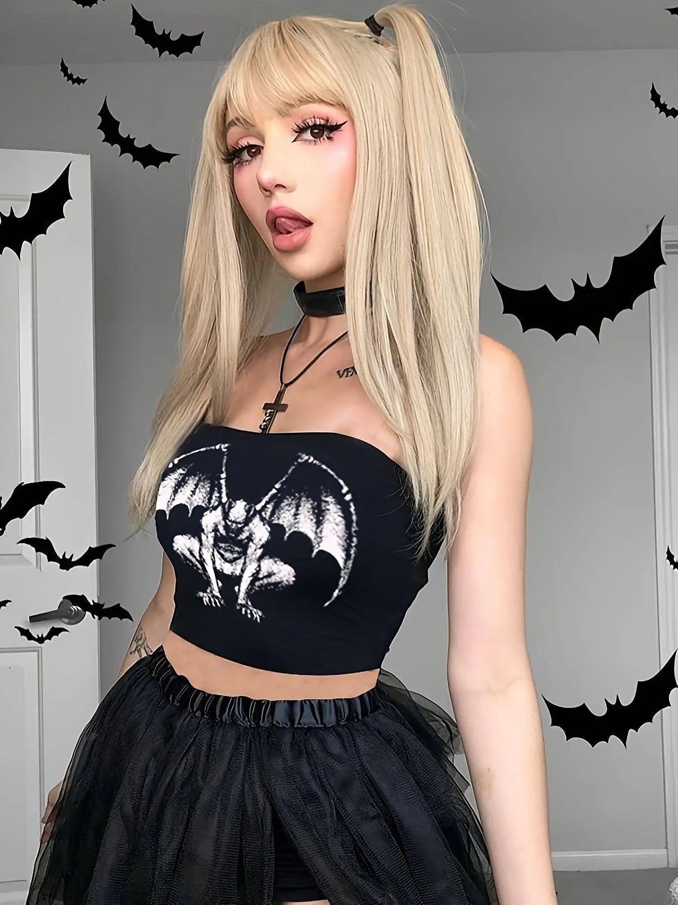 Graphic Print Tube Top, Y2K Summer Sleeveless Top, Women's Clothing - Tophatter Daily Deals