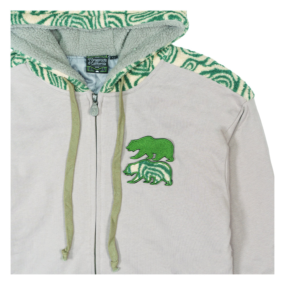 Grassroots California Removable Bear Green Fur Zip Up Hoodie Hoodie - Tophatter Daily Deals
