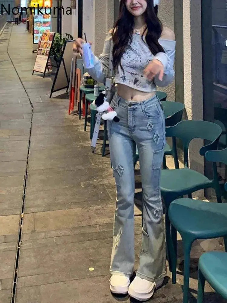 Gray Print T Shirts Women Clothing Long Sleeve Slash Neck Casual Tees Fashion Summer Camisetas Crop Tops Streetwear Sexy Tshirt - Tophatter Daily Deals