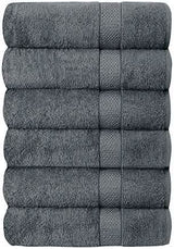 6-Piece Hotel & Spa 100% Cotton Bath Towel Set Gray Bath - Tophatter Daily Deals