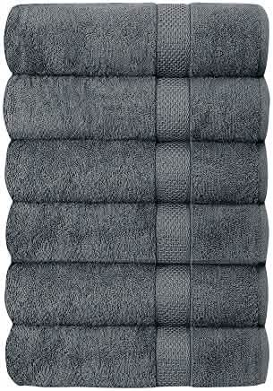 6-Piece Hotel & Spa 100% Cotton Bath Towel Set Gray Bath - Tophatter Daily Deals