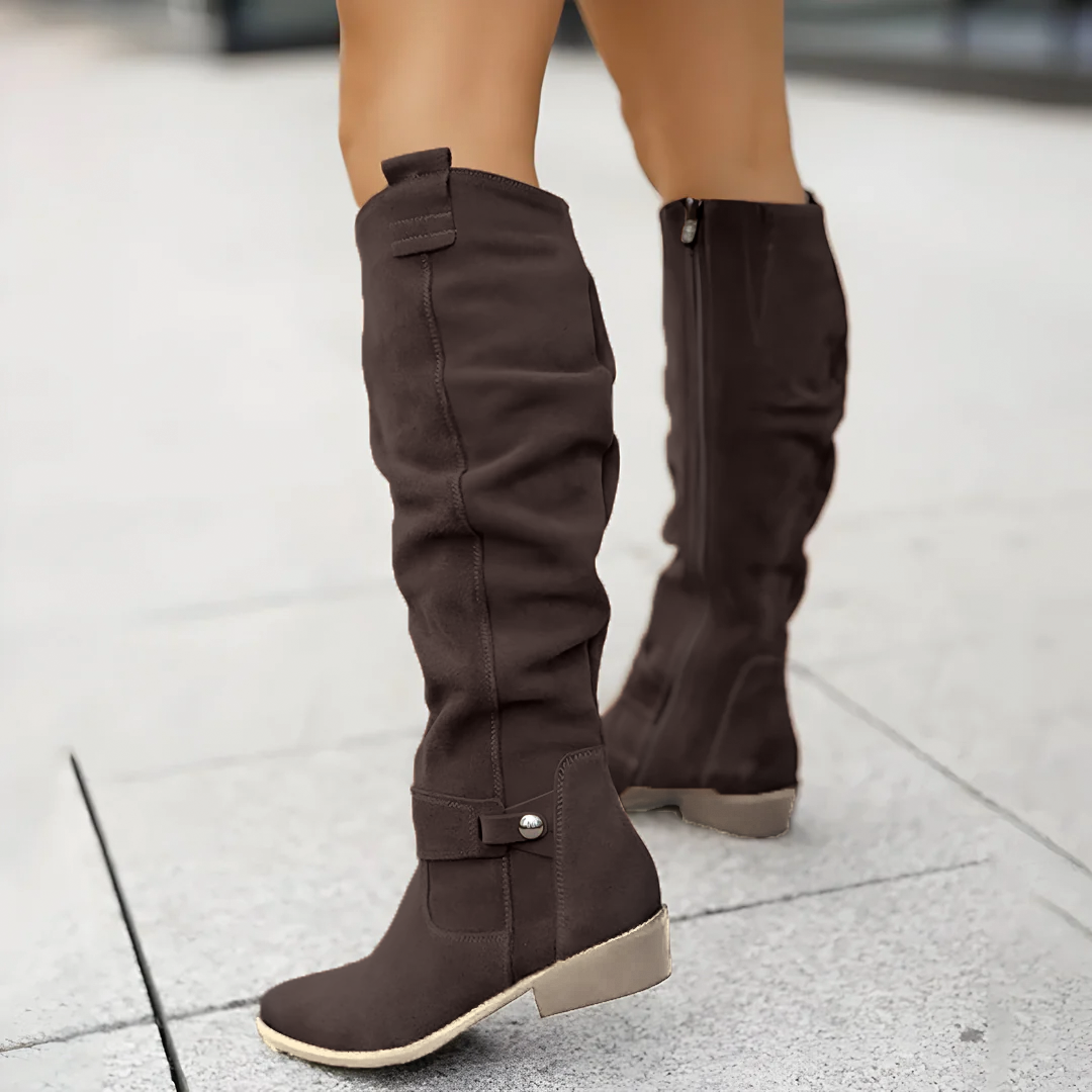 Supportive Women's Knee Boots - Suede Slouch, Everyday - Tophatter Daily Deals