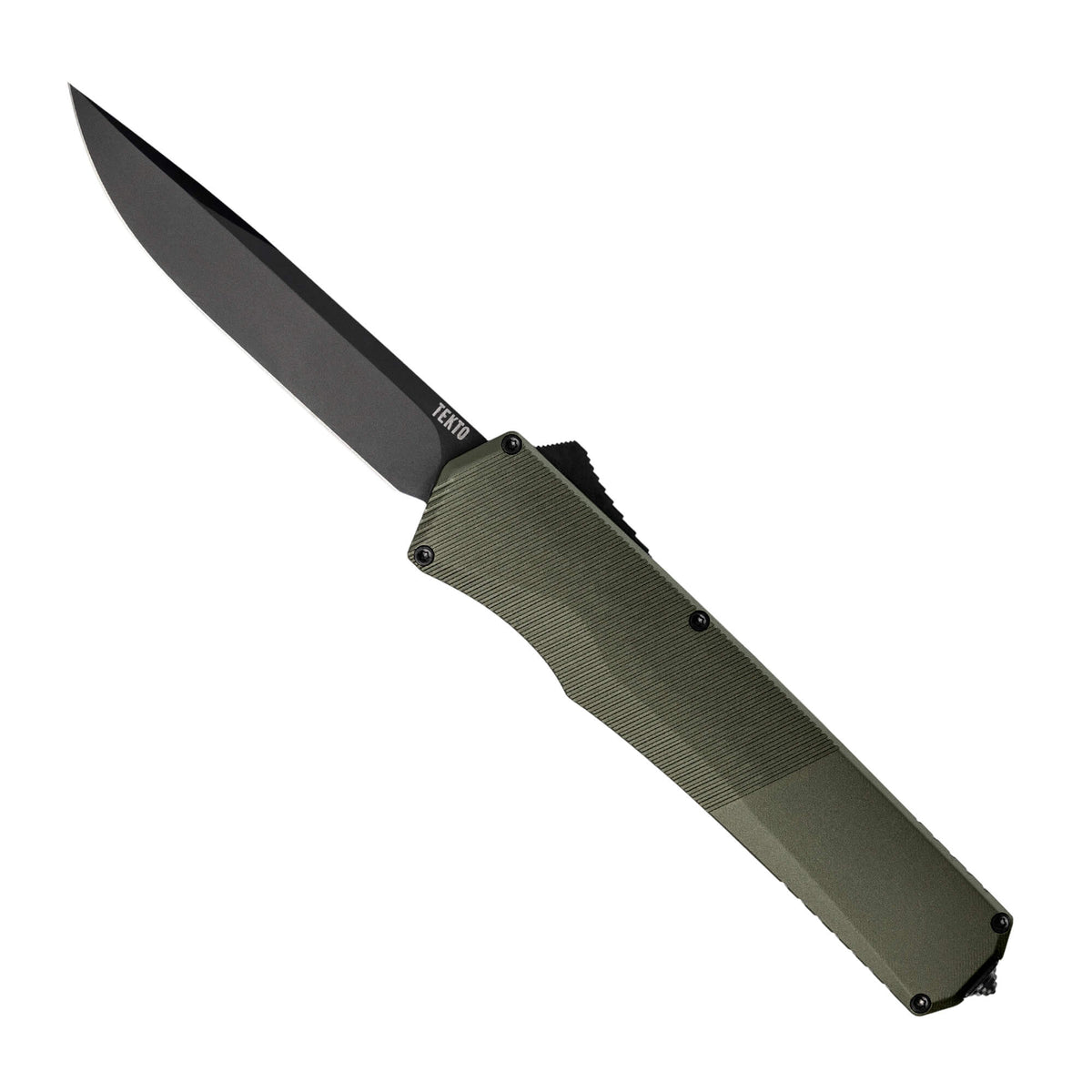 Tekto Knives A5 Spry - Automatic - OD Green Aluminum - Black CPM-S35VN Drop Point Blade Automatic Knives - Tophatter Daily Deals